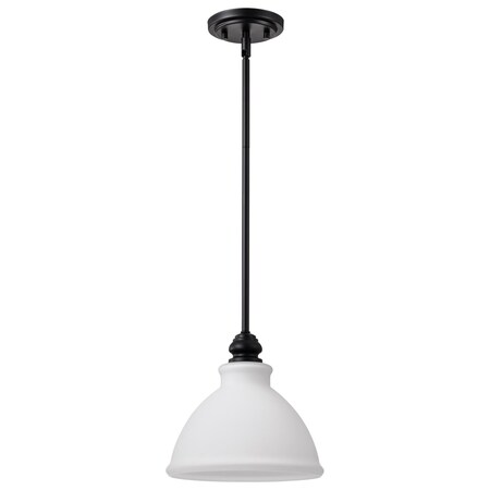 Nuvo Russel - 10 Inch Mini Pendant - Matte Black with Satin White Glass 60/8024